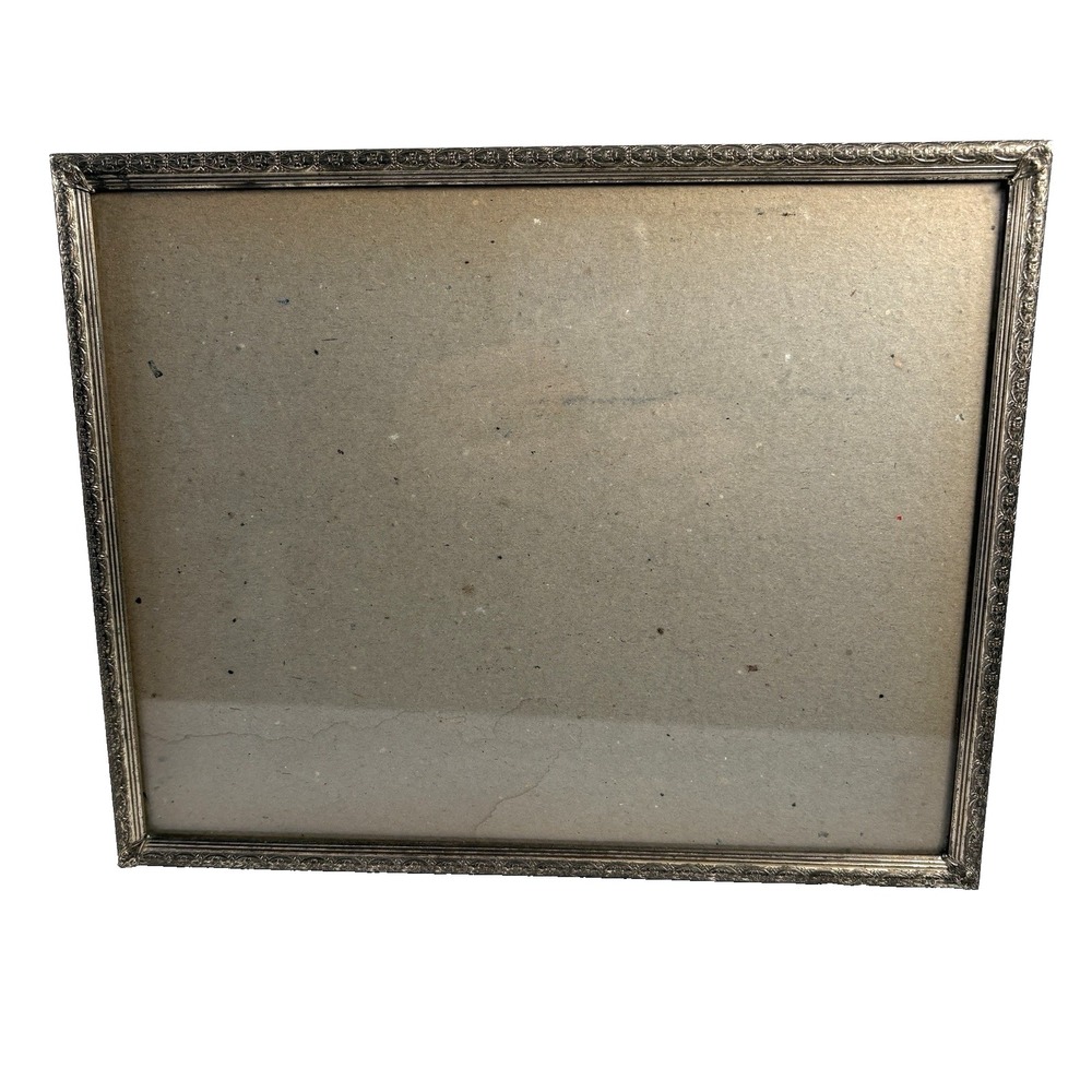 Vintage Metal Picture Frame 8x10 Etched Gold /Brass Tone MCM Velvet Easel Ornate